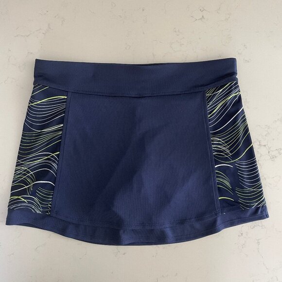 Callaway Opti-Dri Activewear Poly Golf Skirt/Skort Navy w Grn Wht Side Panels M - Picture 1 of 10